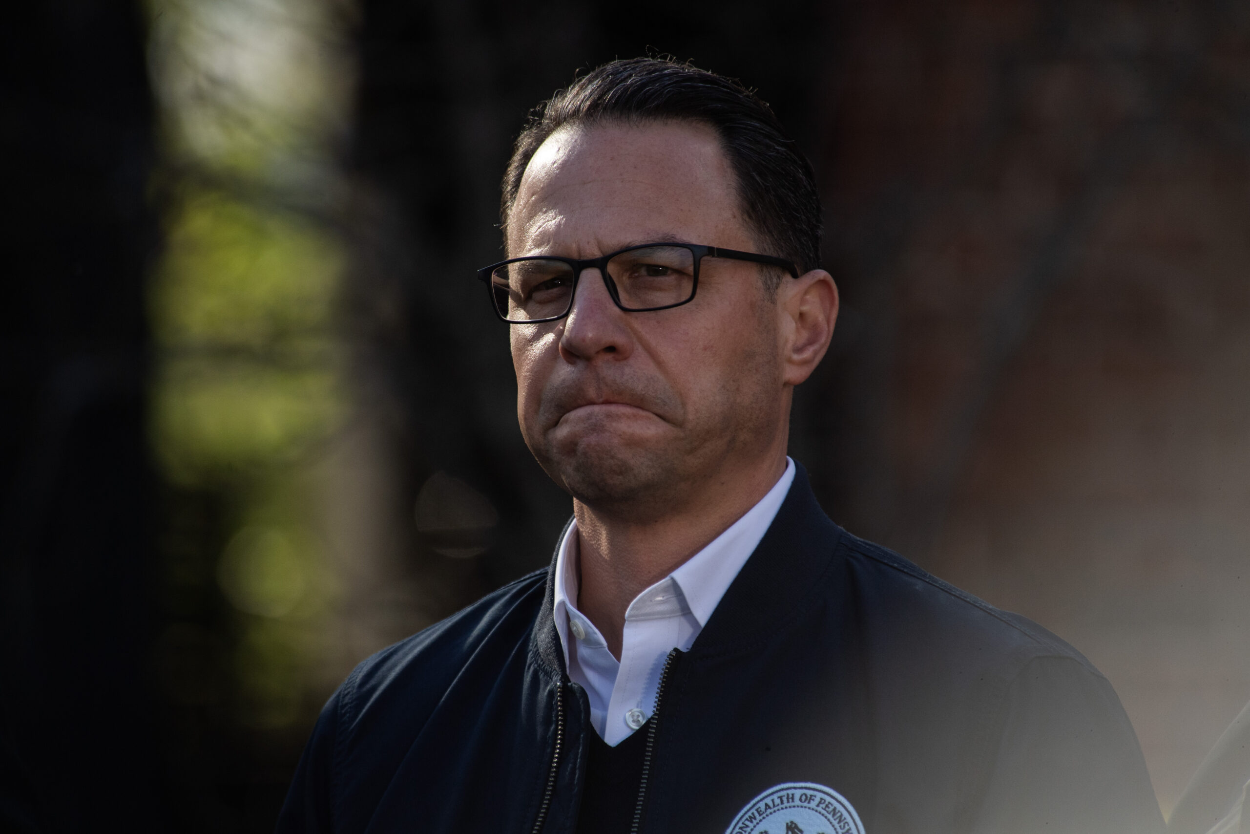 Pennsylvania Gov. Josh Shapiro speaks during a press conference outside of the Governor's Mansion after a portion of the property was damaged in an arson fire on April 13, 2025, in Harrisburg, Pennsylvania.